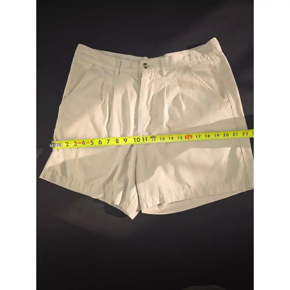 Puritan Men's Shorts Size 34 Beige Pleated Flat Front Casual Chino Pockets